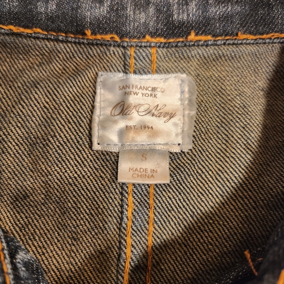 OLD NAVY Women's Denim Dark Blue Jean Jacket Vintage 1994 Size S Peplum - Picture 3 of 9